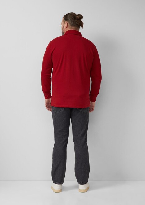 Langarm-Poloshirt aus Baumwoll-Piqué mit Bündchen