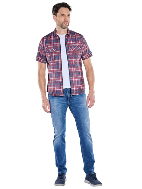 Herren Hemd kariert , Rot