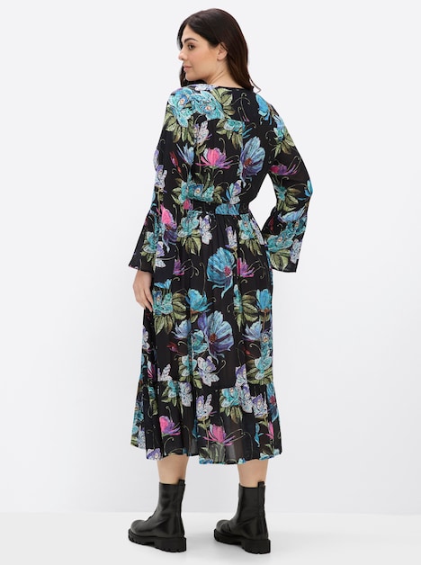 Maxikleid Maxikleid mit Blumendruck Langarm