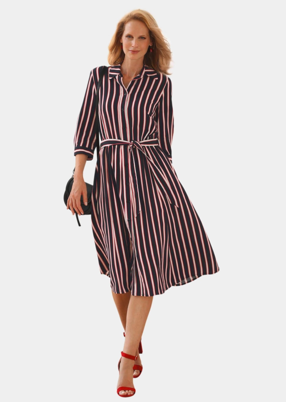 Hemdblusenkleid mit Streifendruck