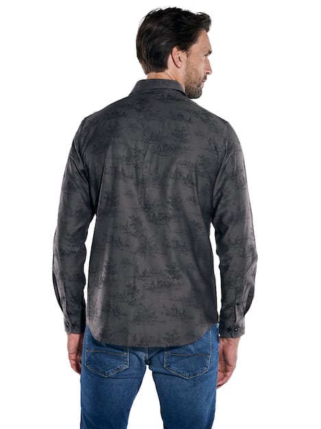 engbers Herren Langarm-Hemd gemustert , Schwarzbraun