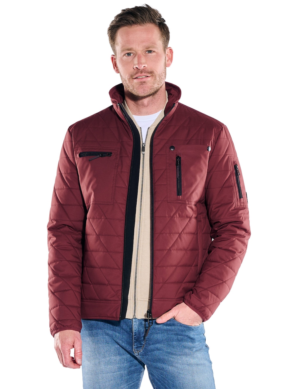 Herren Leichte Steppjacke , Dunkelrot