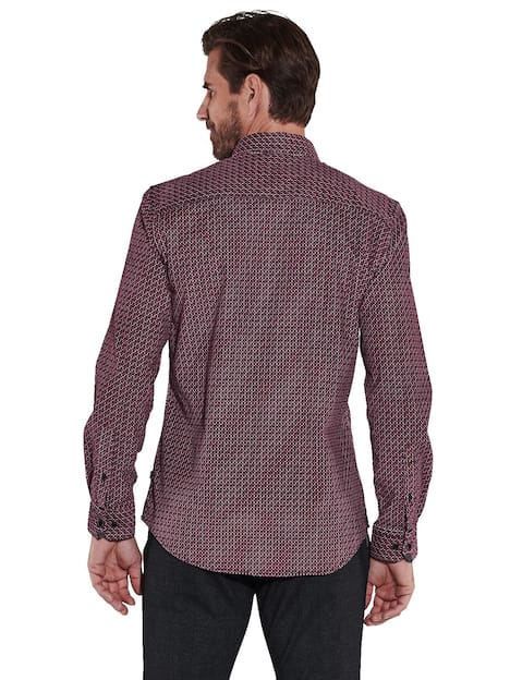 engbers Herren Langarm-Hemd aus Baby-Cord , Dunkelrot