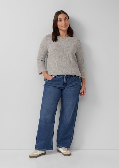 Verkürztes Struktur Shirt mit 3/4-Arm