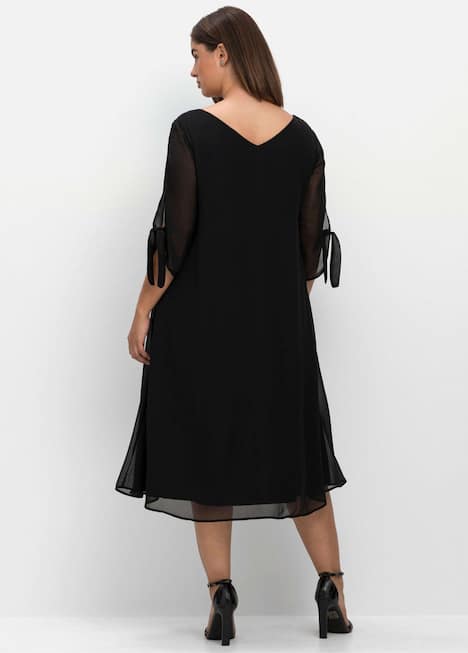 Midikleid 3/4-Arm Uni Ohne Kragen