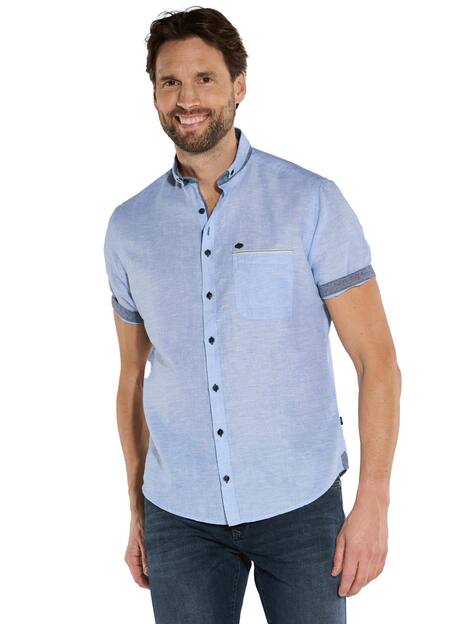 Kurzarm-Hemd mit Leinenanteil