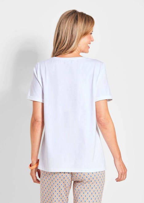 Florales Shirt mit U-Boot-Ausschnitt