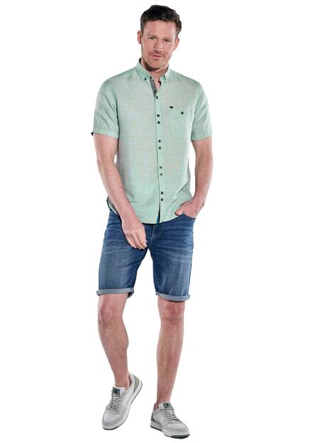 engbers Herren Kurzarm-Hemd mit Leinenanteil , Gruen