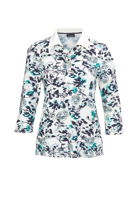 Druckpoloshirt mit weißem Kontrastkragen