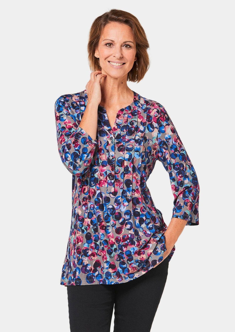 Figurschmeichelndes Drucktunika-Shirt