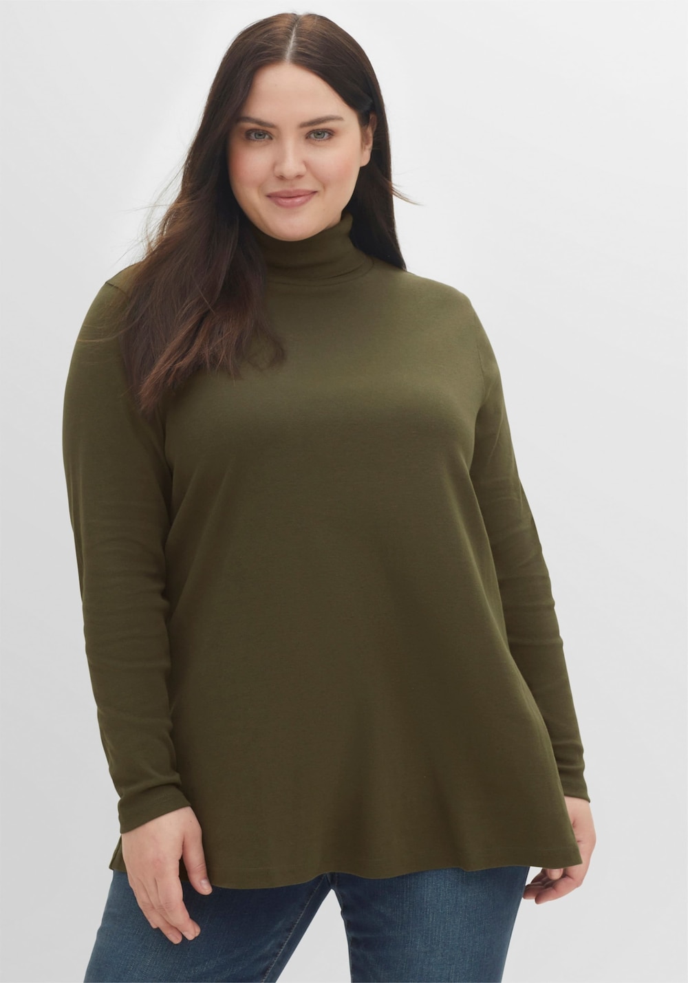 Rollkragen-Shirt Langarm Uni Rollkragen