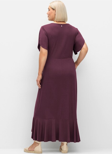 Jerseykleid Kurzarm Uni Ohne Kragen
