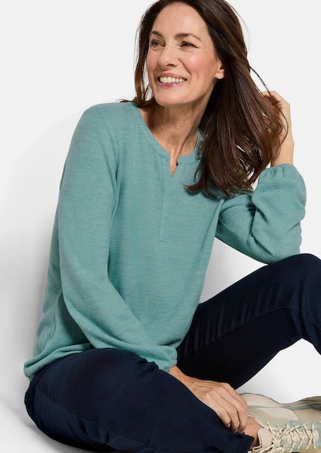 Elegante Bluse mit Zierblende, Rundhals