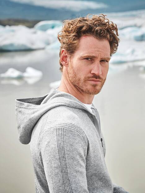 engbers Herren Strickjacke mit Kapuze , Silbergrau