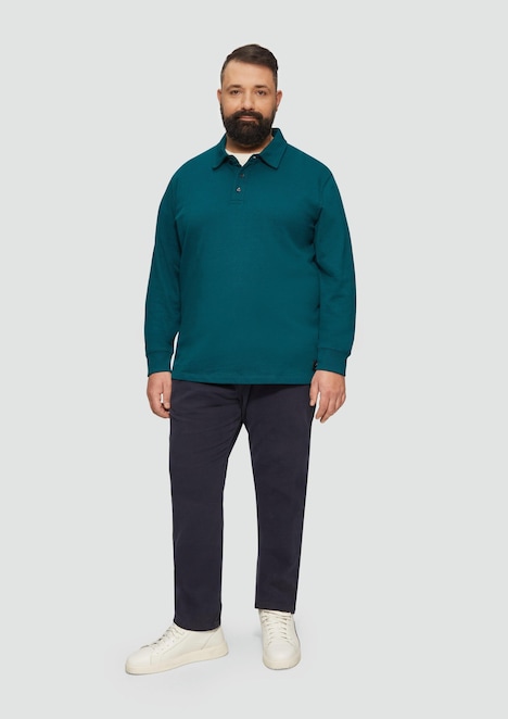 Strukturiertes Langarm-Poloshirt im Relaxed Fit