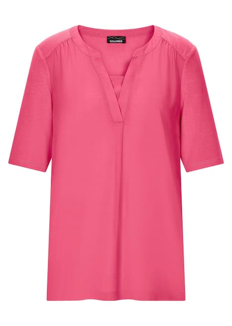 Chiffonbluse mit Jersey-Rückteil