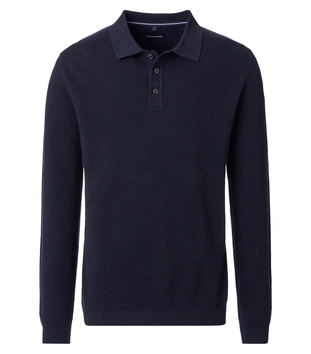 Polo-Shirt Langarm uni Basic Circular Knit