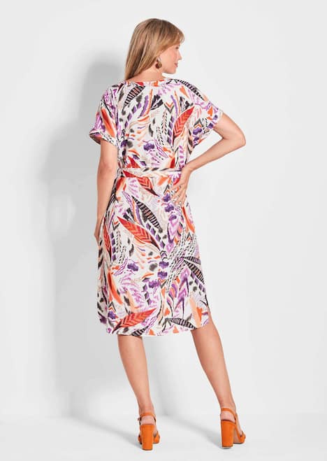 Kurzarm-Kleid mit Ethno-Print