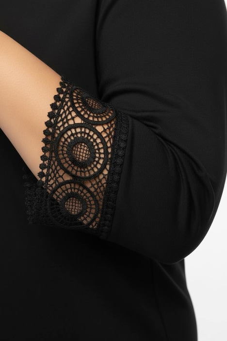 Lyocell-Shirt 3/4-Arm Uni Ohne Kragen