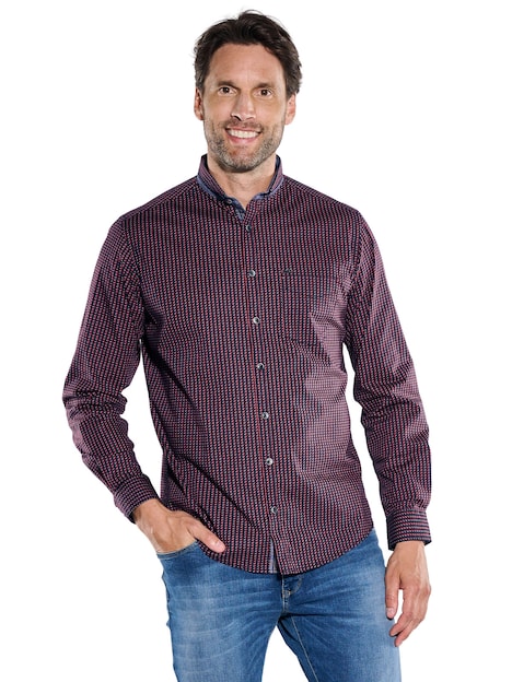 Herren Hemd langarm , Bordeaux