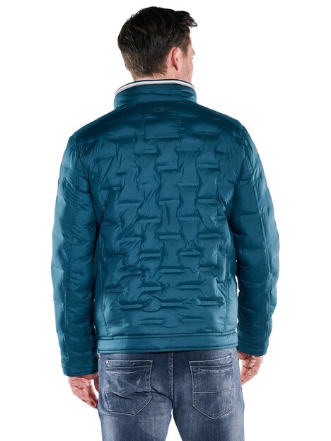 Herren Steppjacke mit Strickkragen , Petrolgruen