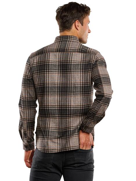 engbers Herren Langarm-Hemd kariert , Schwarzbraun