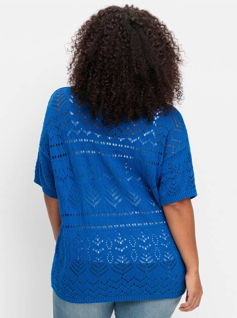 Pullover Kurzarm Grobstrick Uni