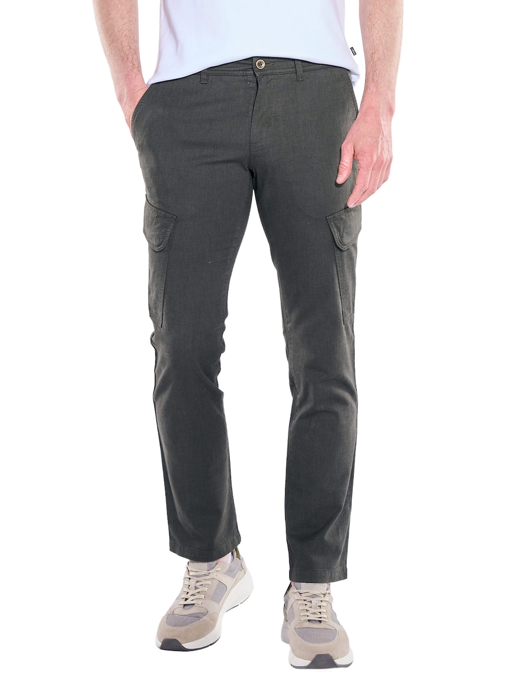 Herren Cargohose straight , Dunkelgruen