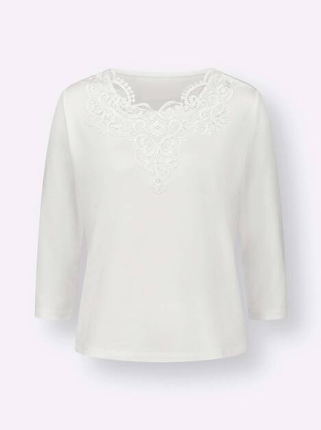 Lyocell-Shirt 3/4-Arm Uni Ohne Kragen