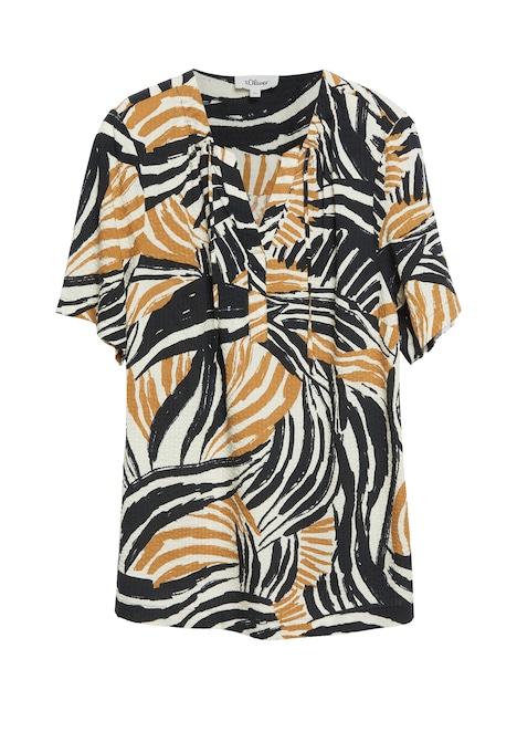 Strukturierte Viskosemix-Bluse mit All-over-Print