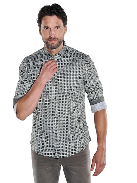 engbers Herren Langarm-Hemd gemustert , Gruen