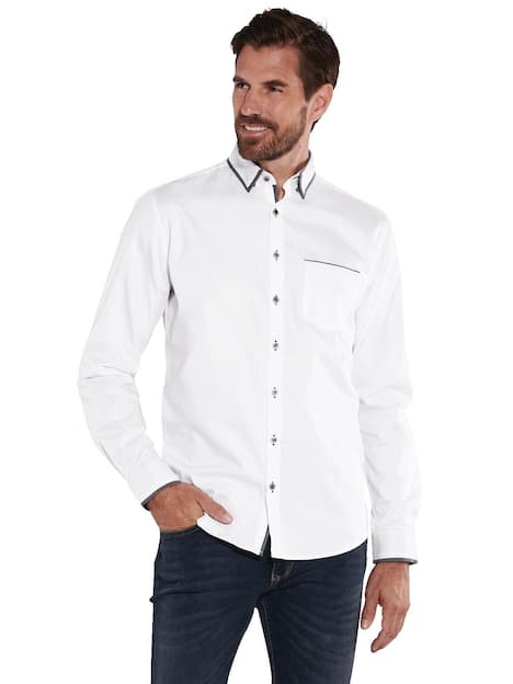 engbers Herren Langarm-Hemd uni , Reinweiss