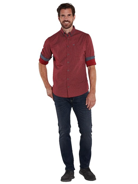 engbers Herren Langarm-Hemd gemustert , Bordeaux
