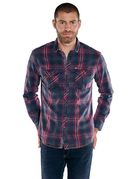 engbers Herren Langarm-Hemd kariert , Rostorange