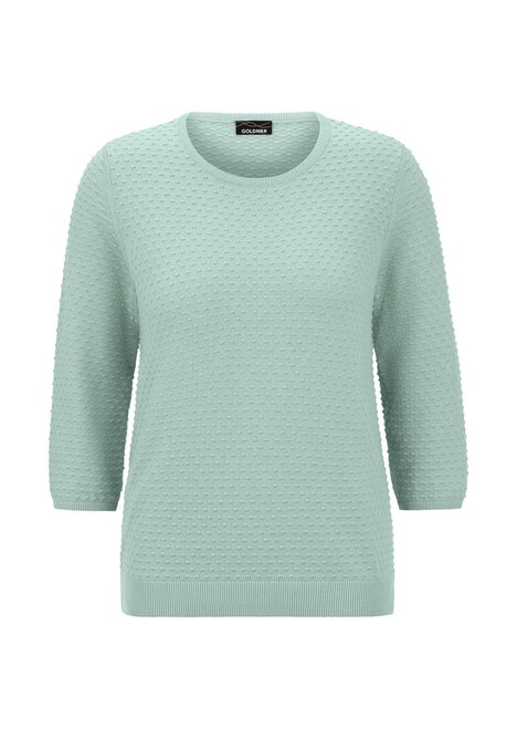 Halbarm Baumwollpullover mit Struktur