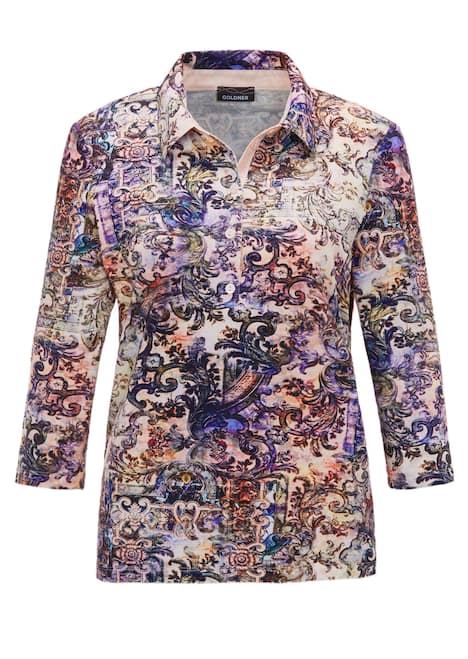 Gemustertes Poloshirt mit 3/4-Arm