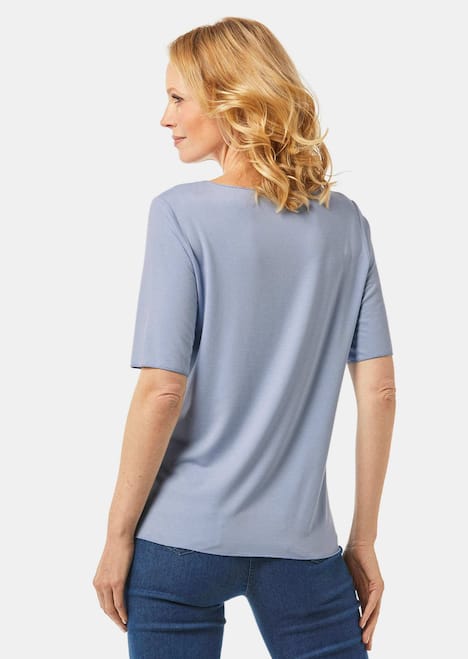 GOLDNER Shirt met ronde hals Veelzijdig te combineren shirt met korte mouwen en harmonieuze sierrand