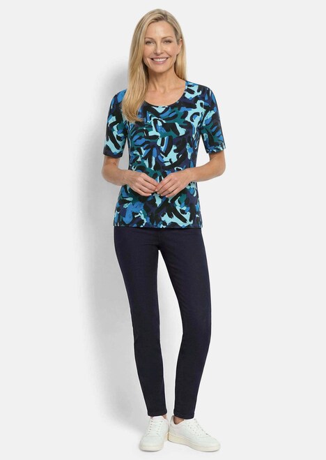 Viskoseshirt mit künstlerischem Print