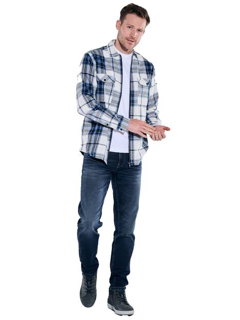 engbers Herren Overshirt kariert , Mittelblau