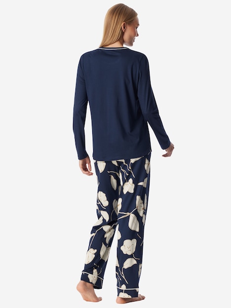 Schiesser Damen Schlafanzug Comfort Nightwear deepseablue