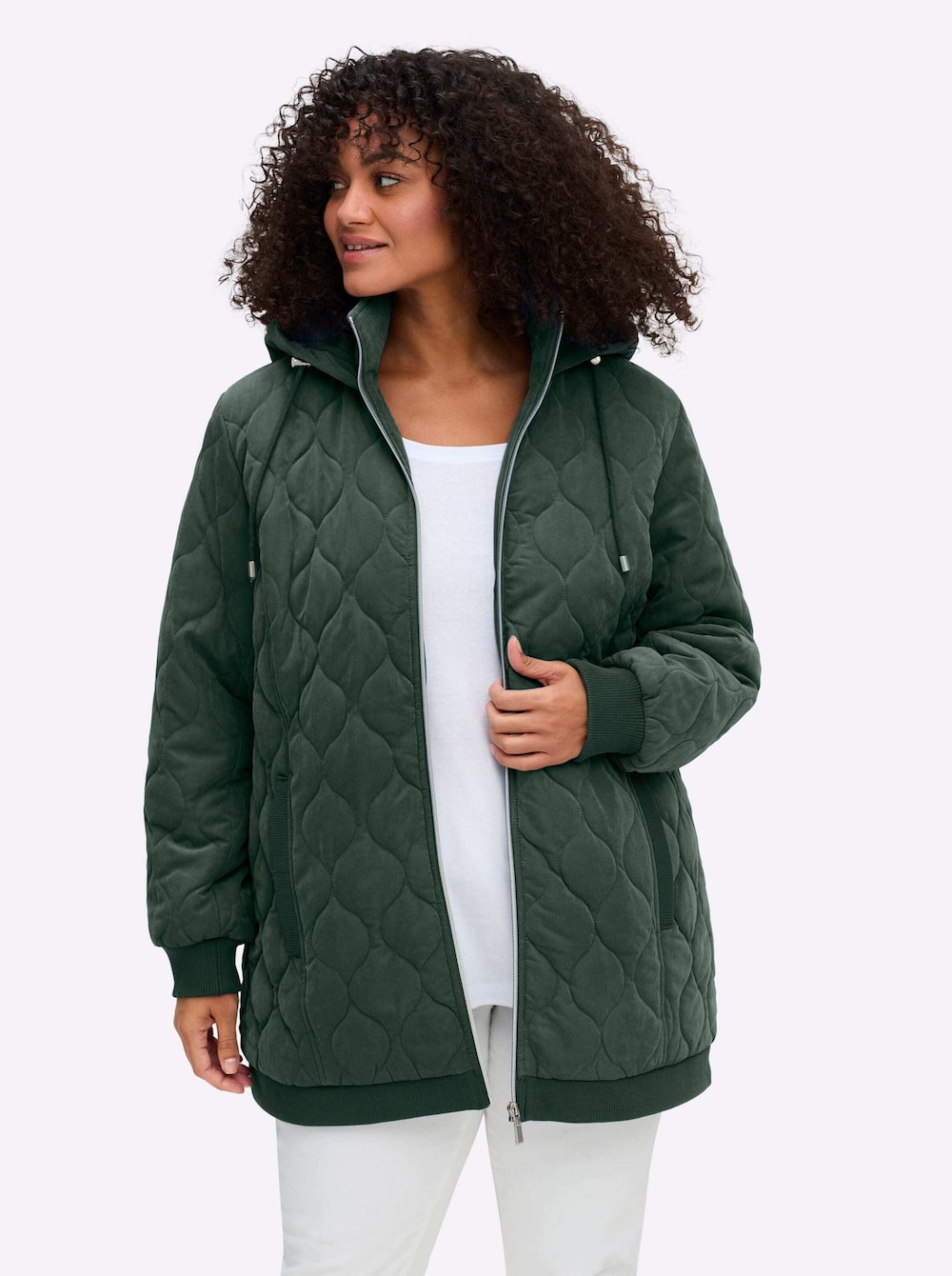 Steppjacke Blousonjacke mit Wellensteppung, warm wattiert Langarm Stehkragen