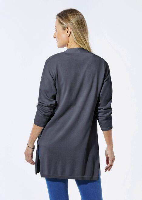 Longstrickjacke mit aufgesetzten Taschen