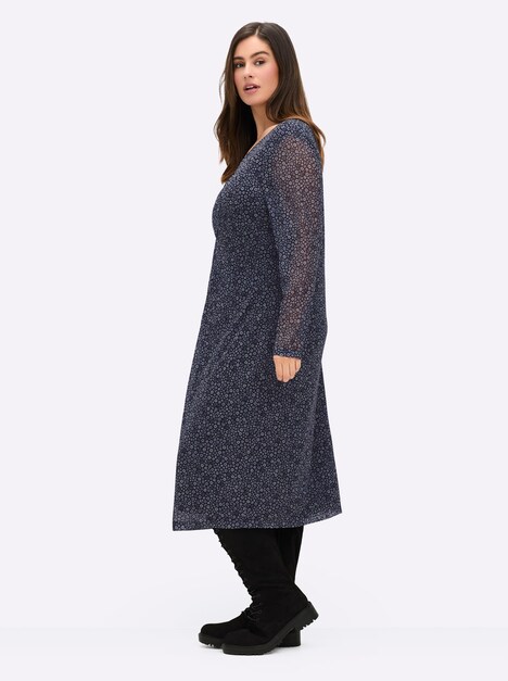 Mesh-Kleid Langarm