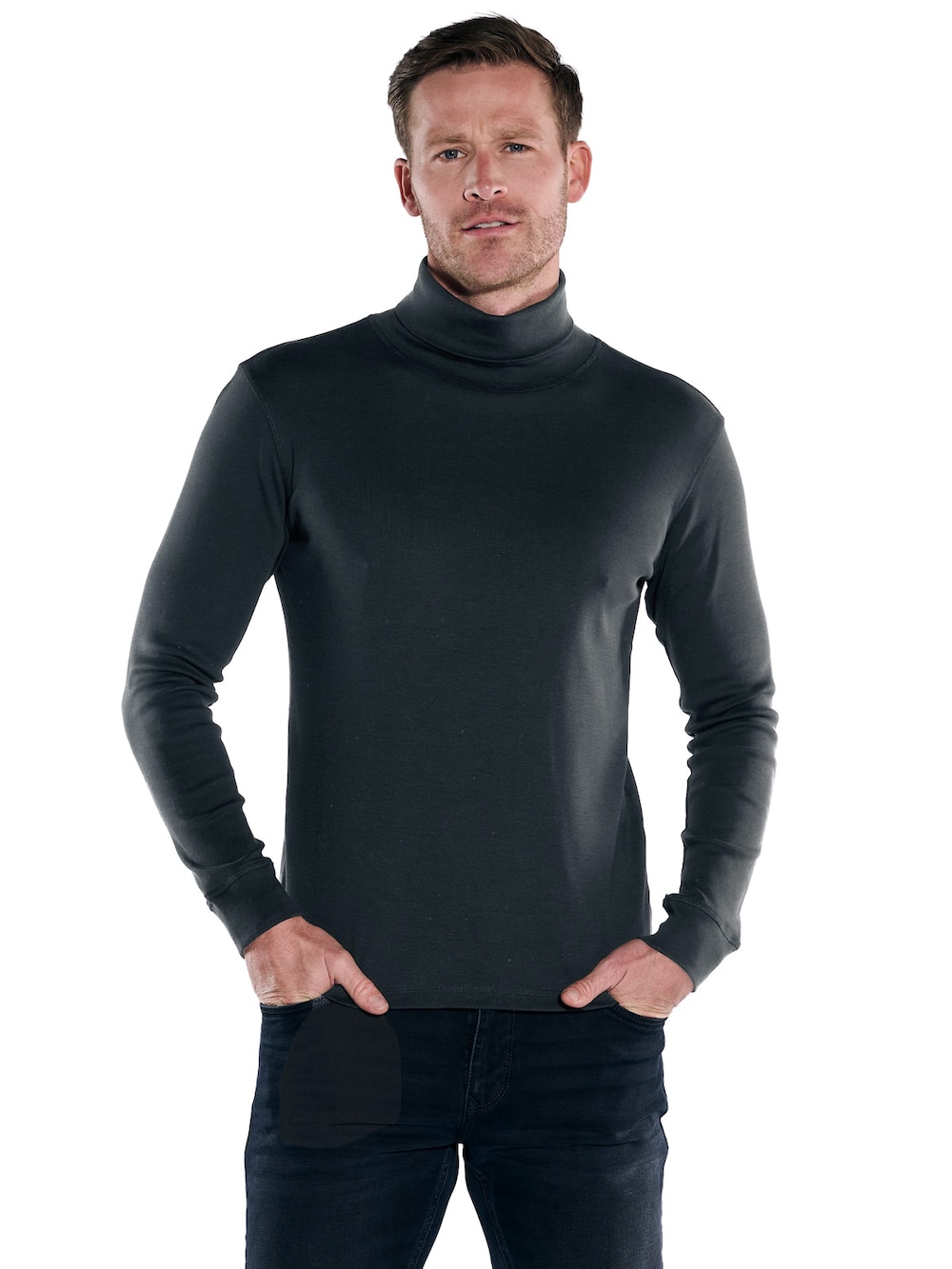 engbers Herren Langarmshirt mit Rollkragen , Schwarz