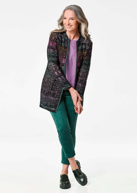 Multicolor-Cardigan mit Stehkragen