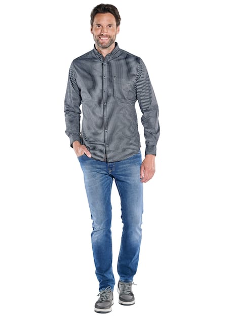 engbers Herren Langarm-Hemd gemustert , Saphirblau