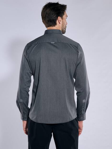 engbers Herren Langarm-Hemd gestreift , Schwarz