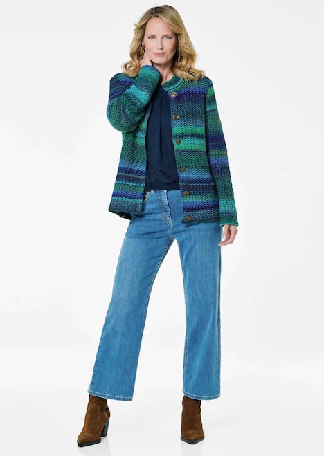 Multicolor Woll-Jacke mit Stehkragen