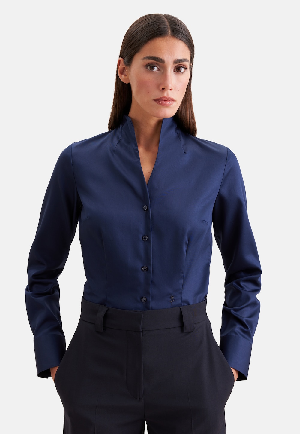 Damen Kelchkragenbluse - Uni