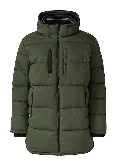 Wasserabweisende Pufferjacke mit abnehmbarer Kapuze und sportiven Details